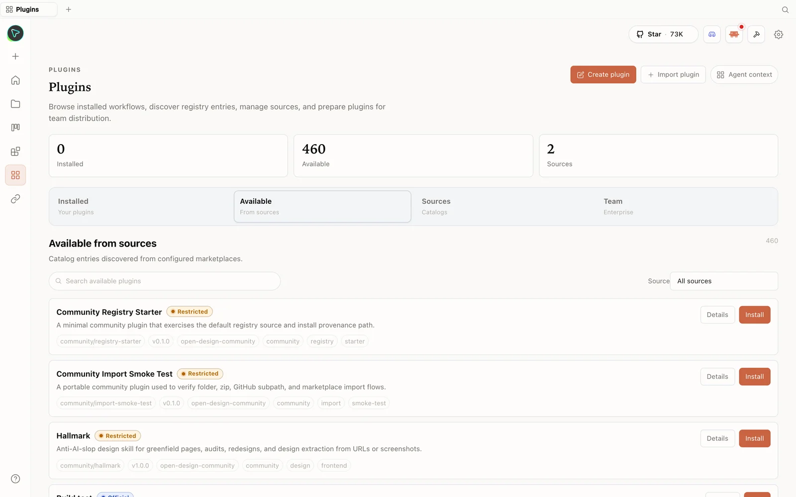 A biblioteca de plugins do OpenDesign.